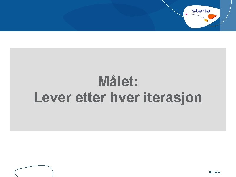 Målet: Lever etter hver iterasjon © Steria 