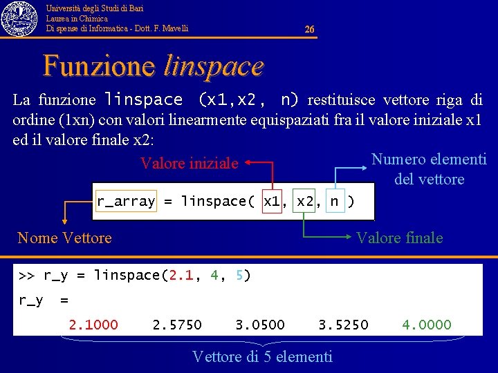 Università degli Studi di Bari Laurea in Chimica Di spense di Informatica - Dott.