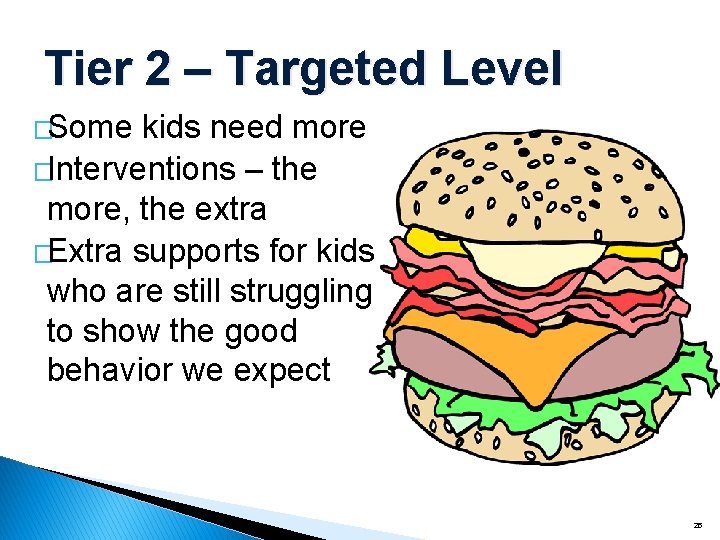 Tier 2 – Targeted Level �Some kids need more �Interventions – the more, the