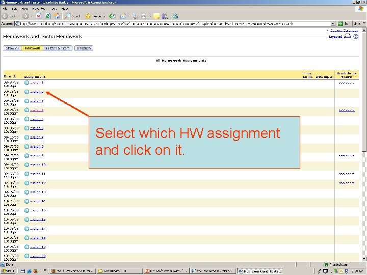 Select which HW assignment and click on it. 