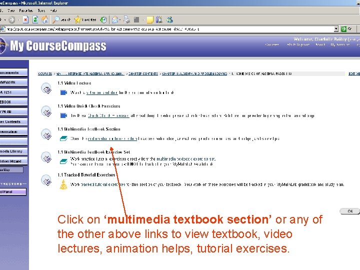 Click on ‘multimedia textbook section’ or any of the other above links to view