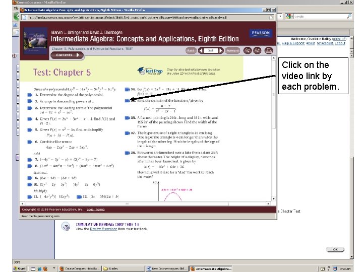 Click on the video link by each problem. 