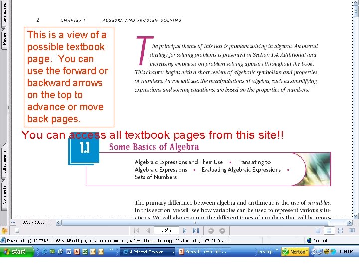 This is a view of a possible textbook page. You can use the forward