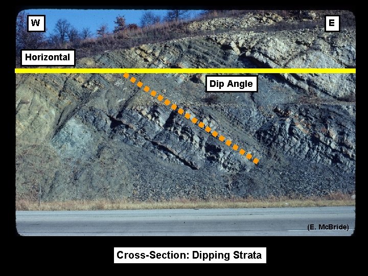 W E Horizontal Dip Angle (E. Mc. Bride) Cross-Section: Dipping Strata 