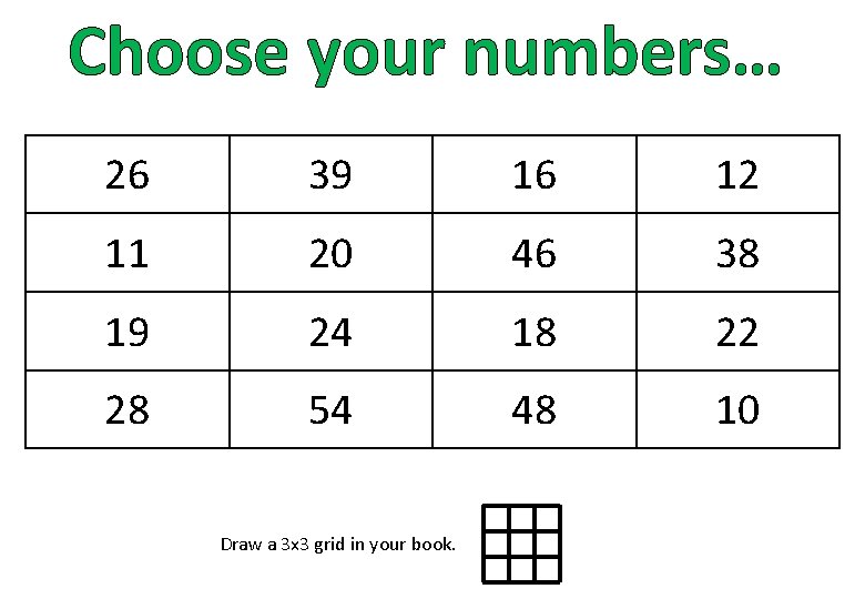 Choose your numbers… 26 39 16 12 11 20 46 38 19 24 18