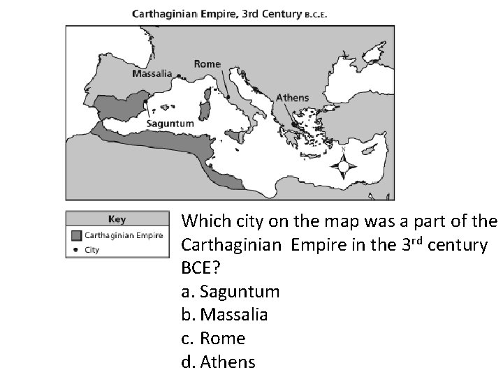 Which city on the map was a part of the Carthaginian Empire in the