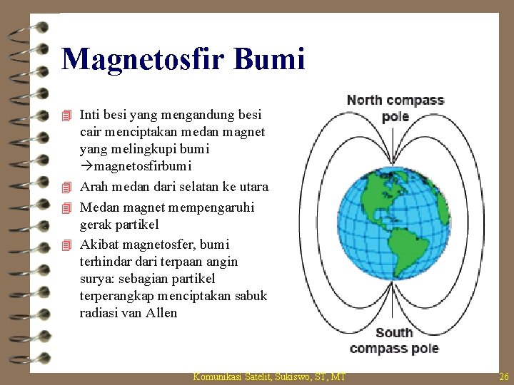 Magnetosfir Bumi 4 Inti besi yang mengandung besi cair menciptakan medan magnet yang melingkupi