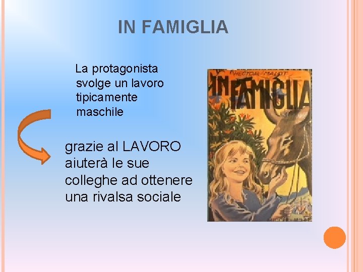 IN FAMIGLIA La protagonista svolge un lavoro tipicamente maschile grazie al LAVORO aiuterà le