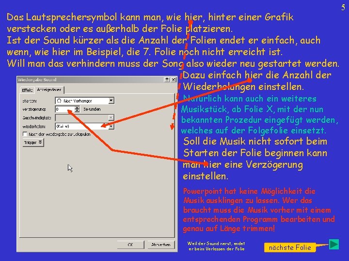 Das Lautsprechersymbol kann man, wie hier, hinter einer Grafik verstecken oder es außerhalb der