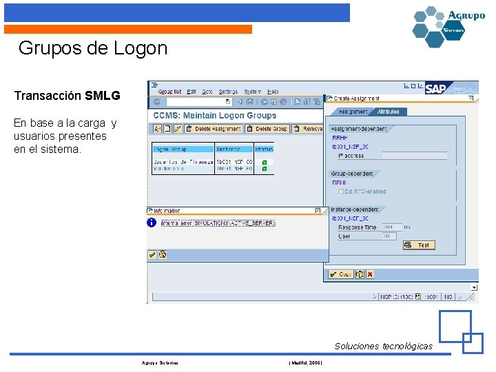 Grupos de Logon Transacción SMLG En base a la carga y usuarios presentes en