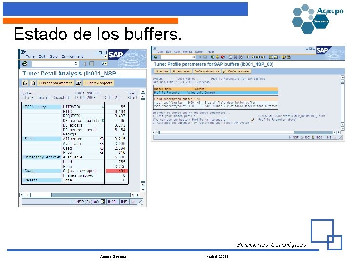 Estado de los buffers. Soluciones tecnológicas Agrupo Sistemas (Madrid, 2006) 