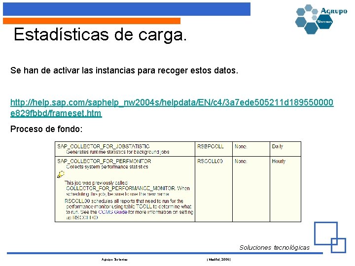 Estadísticas de carga. Se han de activar las instancias para recoger estos datos. http: