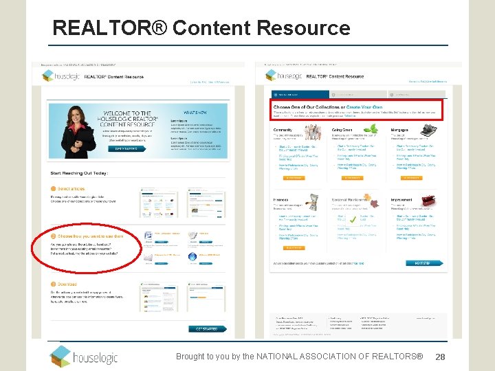 REALTOR® Content Resource Brought to you by the NATIONAL ASSOCIATION OF REALTORS® 28 