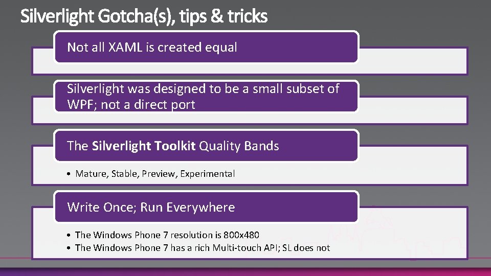 Not all XAML is created equal Silverlight was designed to be a small subset