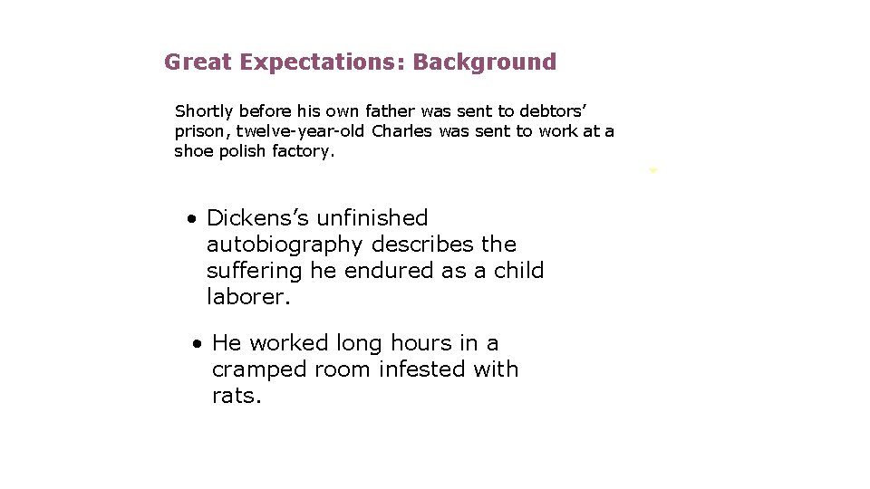Great Expectations: Background Shortly before his own father was sent to debtors’ prison, twelve-year-old
