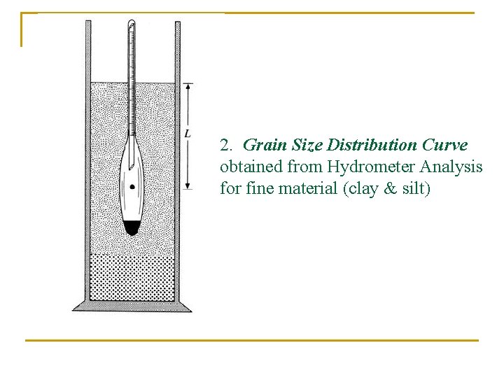 2. Grain Size Distribution Curve obtained from Hydrometer Analysis for fine material (clay &