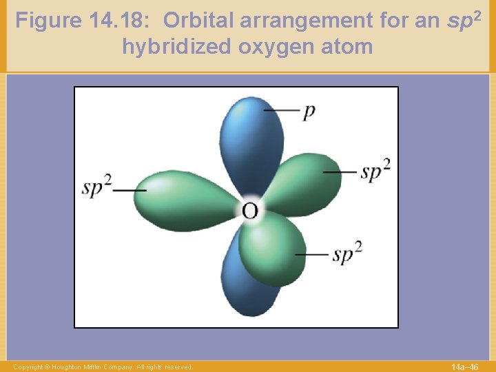 Figure 14. 18: Orbital arrangement for an sp 2 hybridized oxygen atom Copyright ©