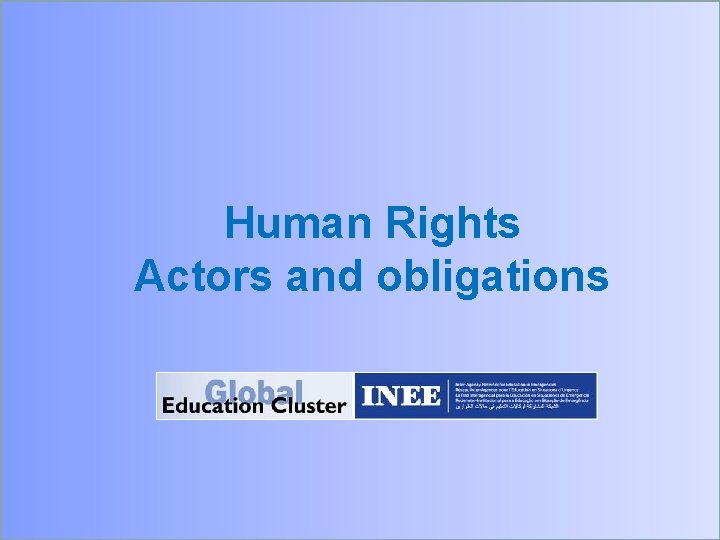Human Rights Actors and obligations 