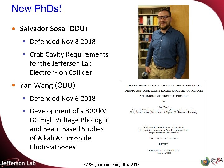 New Ph. Ds! • Salvador Sosa (ODU) • Defended Nov 8 2018 • Crab