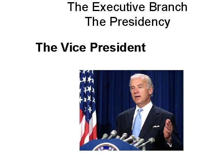 The Executive Branch The Presidency The Vice President 