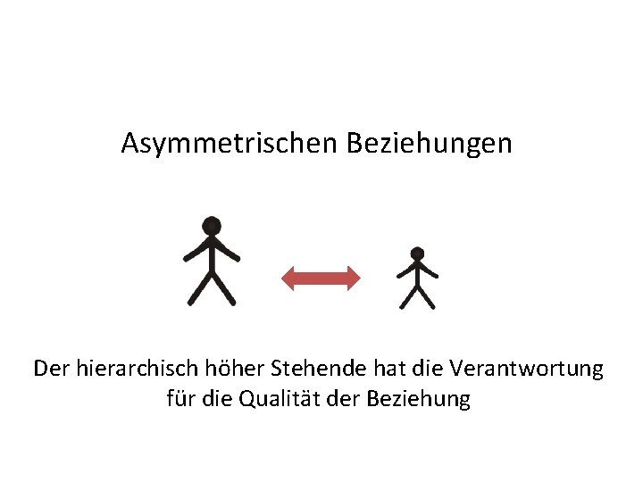 Asymmetrischen Beziehungen Der hierarchisch höher Stehende hat die Verantwortung für die Qualität der Beziehung