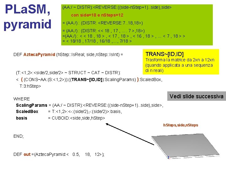 PLa. SM, pyramid (AA: / ~ DISTR): <REVERSE: ((side-n. Step+1). . side), side> con