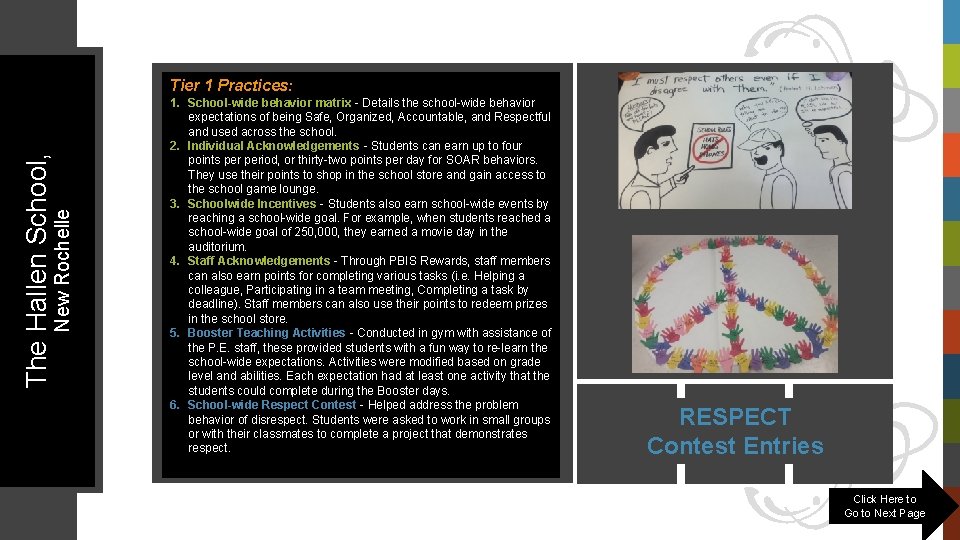 New Rochelle The Hallen School, Tier 1 Practices: 1. School-wide behavior matrix - Details