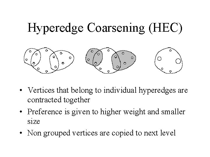 Hyperedge Coarsening (HEC) • Vertices that belong to individual hyperedges are contracted together •
