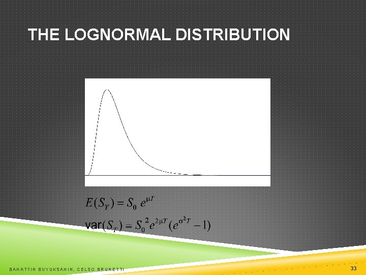 THE LOGNORMAL DISTRIBUTION BAHATTIN BUYUKSAHIN, CELSO BRUNETTI 33 