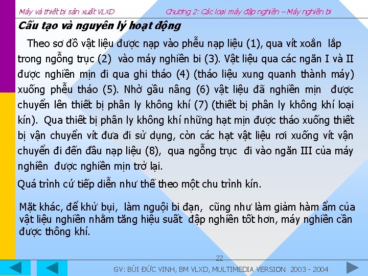 Máy và thiết bị sản xuất VLXD Chương 2: Các loại máy đập nghiền