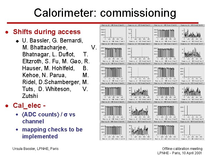 Calorimeter: commissioning · Shifts during access u U. Bassler, G. Bernardi, M. Bhattacharjee, V.