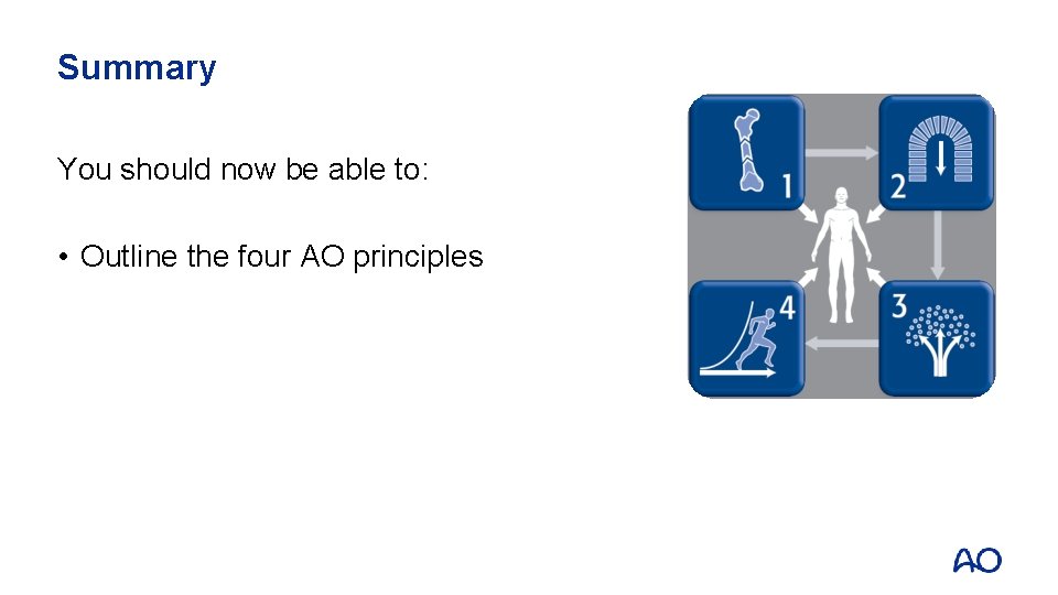 Summary You should now be able to: • Outline the four AO principles 
