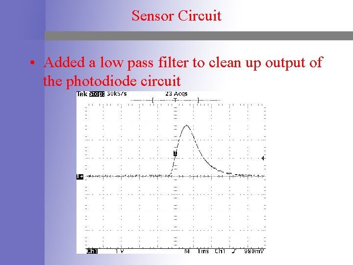 Sensor Circuit • Added a low pass filter to clean up output of the