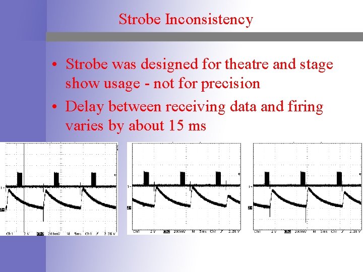 Strobe Inconsistency • Strobe was designed for theatre and stage show usage - not