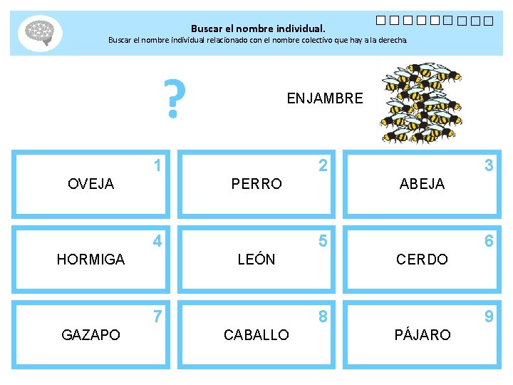 Buscar el nombre individual. Buscar el nombre individual relacionado con el nombre colectivo que