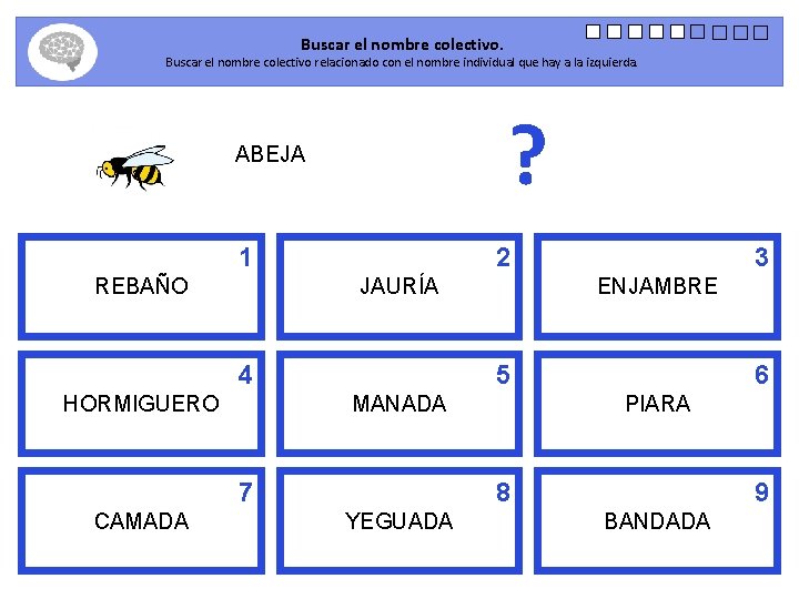 Buscar el nombre colectivo. Buscar el nombre colectivo relacionado con el nombre individual que