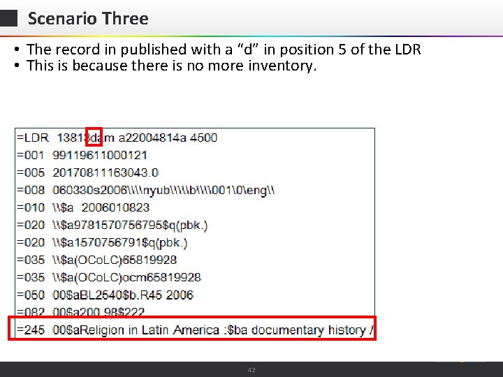 Scenario Three • The record in published with a “d” in position 5 of