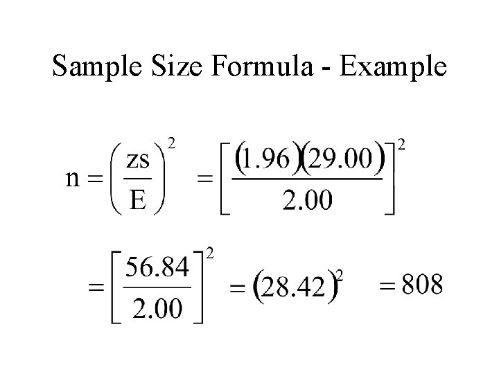 Sample Size Formula - Example 