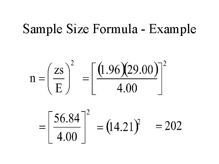 Sample Size Formula - Example 