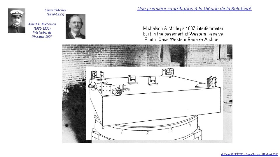 Edward Morley (1838 -1923) Une première contribution à la théorie de la Relativité Albert