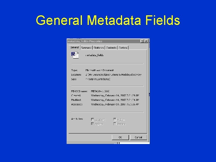 General Metadata Fields 