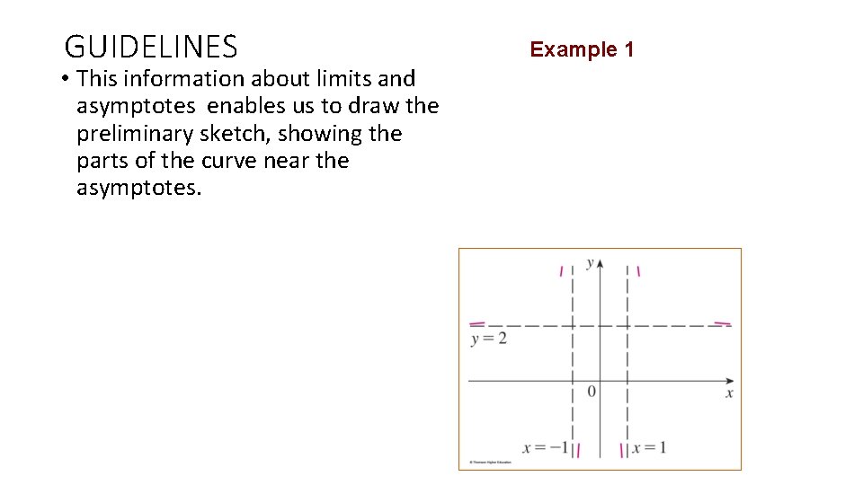 GUIDELINES • This information about limits and asymptotes enables us to draw the preliminary