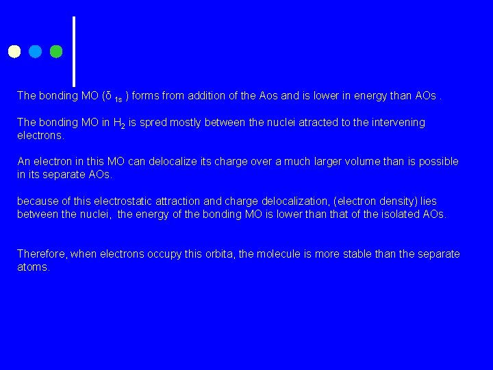 The bonding MO (δ 1 s ) forms from addition of the Aos and