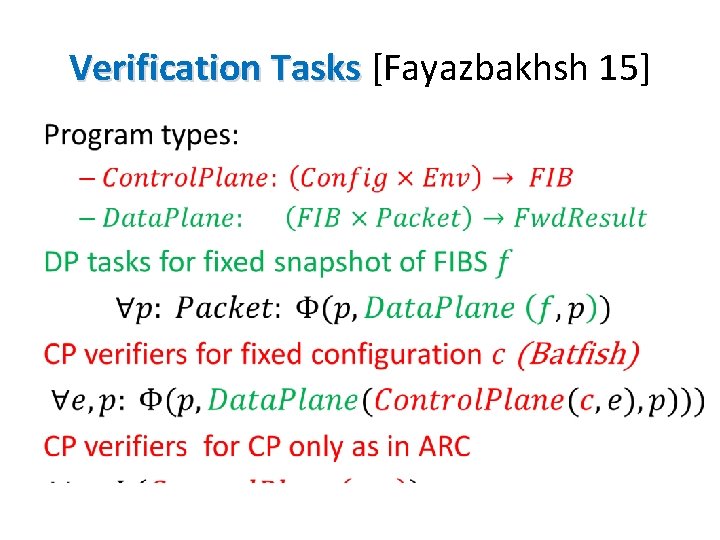 Verification Tasks [Fayazbakhsh 15] • 