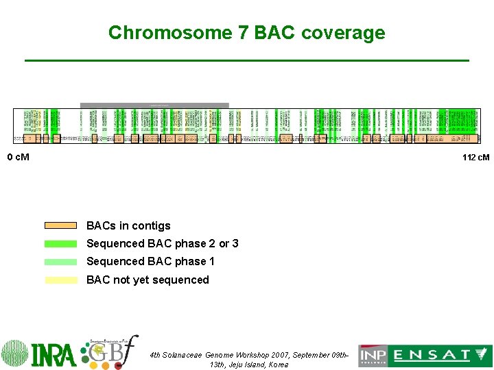 Chromosome 7 BAC coverage 0 c. M 112 c. M BACs in contigs Sequenced