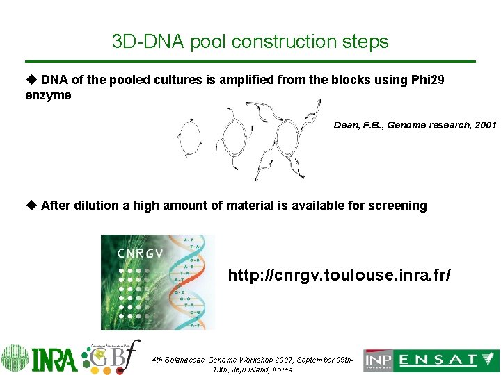 3 D-DNA pool construction steps u DNA of the pooled cultures is amplified from