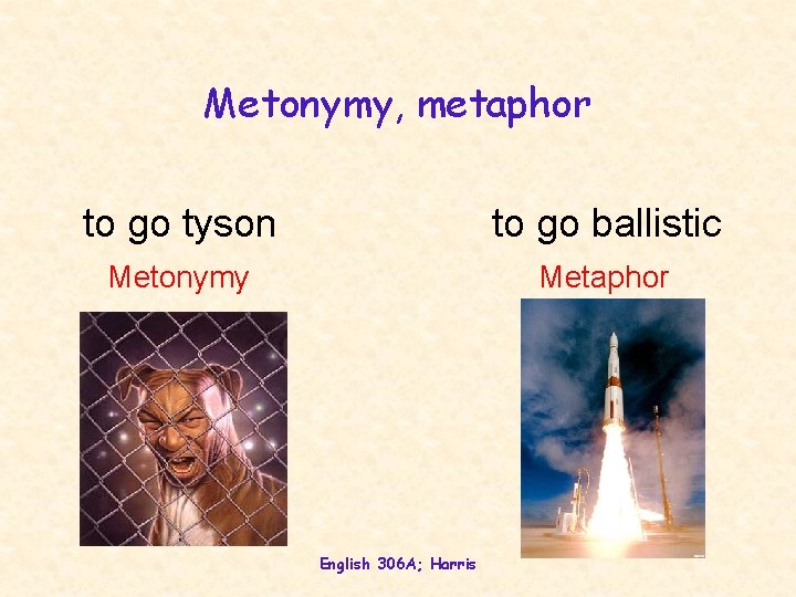 Metonymy, metaphor to go tyson to go ballistic Metonymy Metaphor English 306 A; Harris