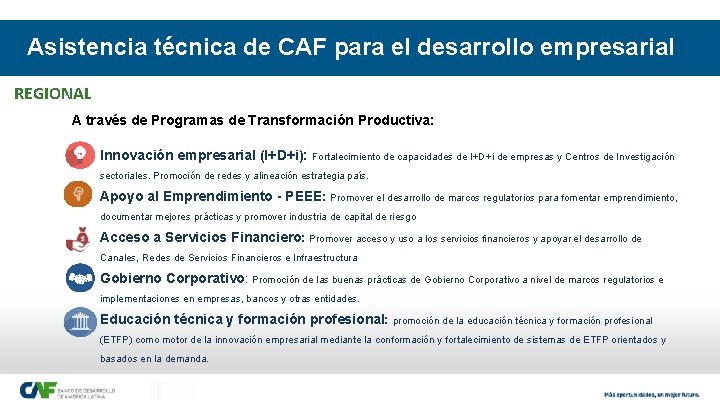 Asistencia técnica de CAF para el desarrollo empresarial REGIONAL A través de Programas de