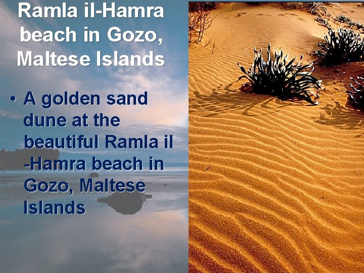 Ramla il-Hamra beach in Gozo, Maltese Islands • A golden sand dune at the