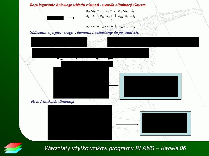 Rozwiązywanie liniowego układu równań - metoda eliminacji Gaussa Obliczamy x 1 z pierwszego równania